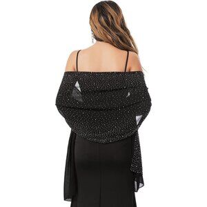 Gzcvba Sheer Chiffon Shawls & Wraps for Evening Dresses Elegant Soft Sparkly